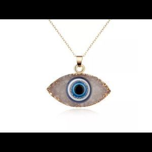 Gold Plated Womens Fashion Charm Evil Eye Necklace